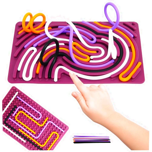 Generic Sensory Activity Board，ADHD Therapy Toys，Kids Sensory Board，Fidget Board，Autism Sensory Products, Silicone Calm Down Toy, Kids 3+ & Adults Activities for Travel (burgundy)