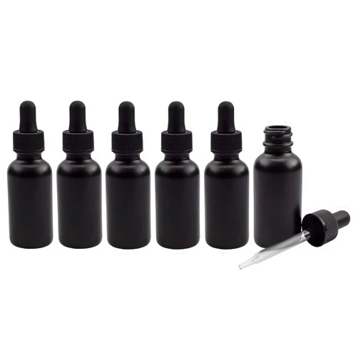 Cornucopia Brands Cornucopia 1oz Black Coated Glass UV Resistant Eye Dropper Bottles (6 pack), UV Safe Bottles for Essential Oils and Aromatherapy