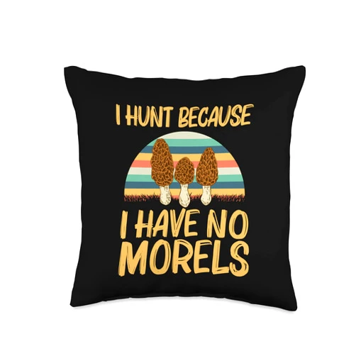 Funny Morel Gift Penny Bun Vegetable Fan Clothing Cute Design for Men Women Morel Mushroom Fungi Hunter Throw Pillow, 16x16, Multicolor