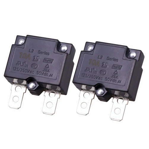 RKURCK 2Pcs Thermal Circuit Breaker 10Amp Thermal Overload Protector L2 Series 125-250V AC 50V DC Automatic Reset Relay Fuse Thermal Switch Circuit Breaker Current Overload Protector