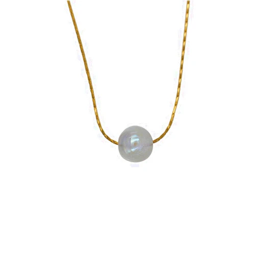 Follsy Pearl Sweet Necklace Exquisite Titanium Steel Non Fading Clavicle Chain-Silver