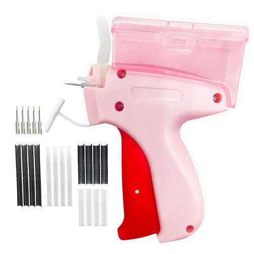 Arfond Mini Stitch Gun, Mini Tagging Gun, Hemming Tool, Quick Clothing Fixer - Sewing Tool Set with 5 Needles, 600 White & Black Rubber Needles, Plastic ABS Material, Bag Container