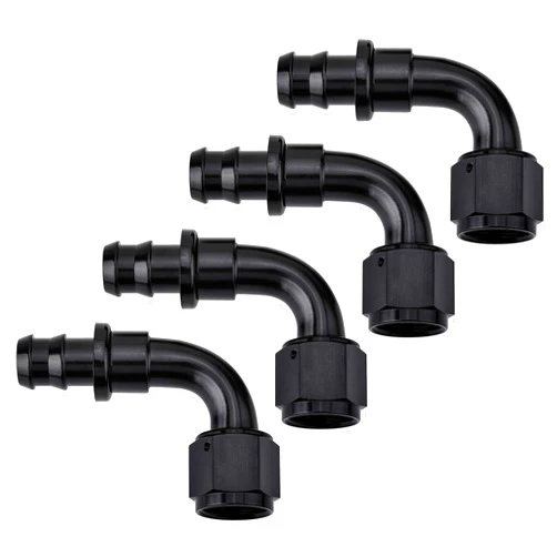 EVIL ENERGY 6AN 90 Degree Push Lock Hose Fitting End Black 4PCS