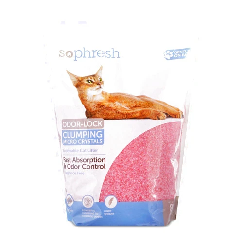 So Phresh Scoopable Odor-Lock Clumping Micro Crystal Cat Litter in Pink Silica, 8 lbs.