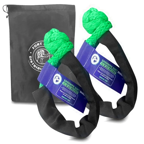 Fort Hill Distributors LLC US Vet Heavy-Duty Soft Shackle Recovery Kit, 2 Pack, Reinforced 38000 lb Rope Strength SUV, ATV, Truck, Off-Road, and Vehicle Towing with Storage Bag, ½” x 22” Shackles