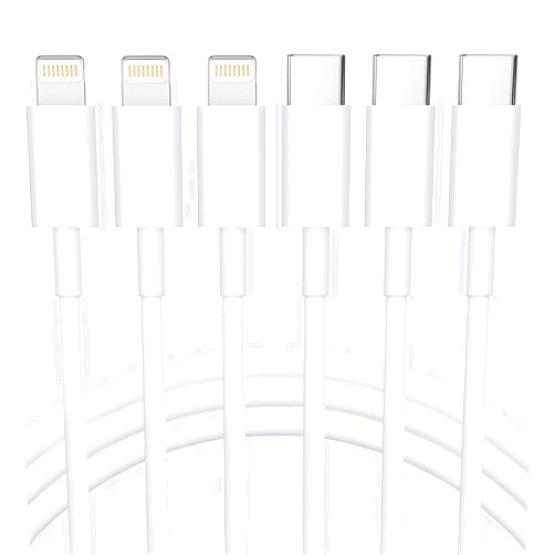 RCTech USB C to Lightning Cable 3Pack 6FT [MFi Certified] iPhone Fast Charger Cable USB-C Power Delivery Charging Cord for iPhone 14/13/12/11/XS/XR/X/8/iPad, White