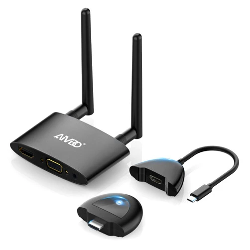 TIMBOOTECH Wireless HDMI Transmitter and Receiver 4K, USB C to Wireless HDMI, Plug & Play, VGA & HDMI Dual Screens, Casting 5.8G Video for Laptop, Cable Box, Phone to Monitor/Projector/HDTV, 165FT