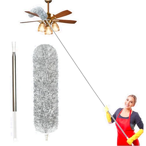 HSHTTKL 100-inch Extra-Long Dusters, Cleaner Tools with Extension Pole and Bendable and Washable Microfiber Head, Feather Duster for High Ceilings,Ceiling Fan,Furniture