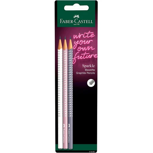 Faber-Castell 3 Pencil Summer Colours Set - Sparkle Rose Shadows/Dapple Grey/Coconut Milk, Multicolor, 218485