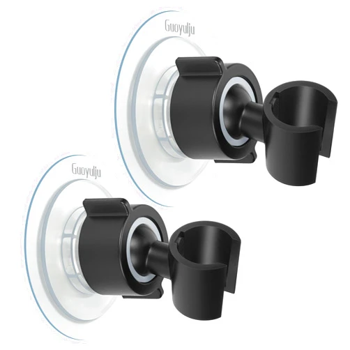 Guoyulju 2 Pack Shower Head Holder Strong Adhesive Adjustable Handheld Shower Wand Holder No Drilling Shower Head Holder Wall Mount Black Shower Head for RV Shower Head and All its Hose Showers (Matte Black)