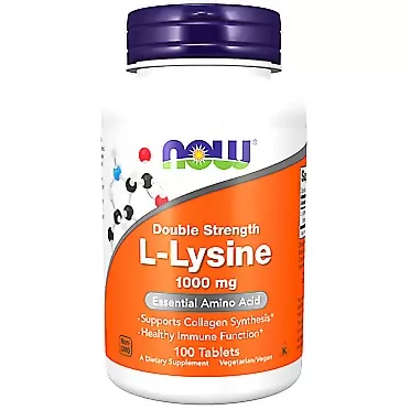 Now Foods L-Lysine 1000 mg Double Strength - 100 Tabs 3 Pack