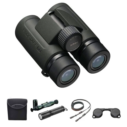 Nikon PROSTAFF P3 8x30 Waterproof Binocular for Adults | Small & Compact Travel Binoculars for Bird Watching | Lens Pen Cleaning System, & Flashlight Bundle Set