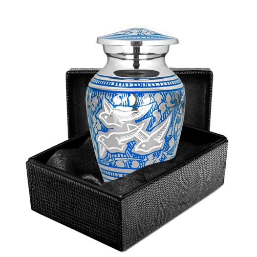 Trupoint Memorials Small Urns for Human Ashes Keepsake, Decorative Mini Cremation Urn for Adult Men & Women – Small, Silver Birds