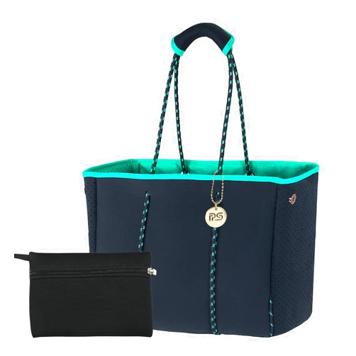 PS PETITE SIMONE Large Tote Bag with Inner Zipper Pouch, Multipurpose Neoprene Tote Bags for Travel Gym Work