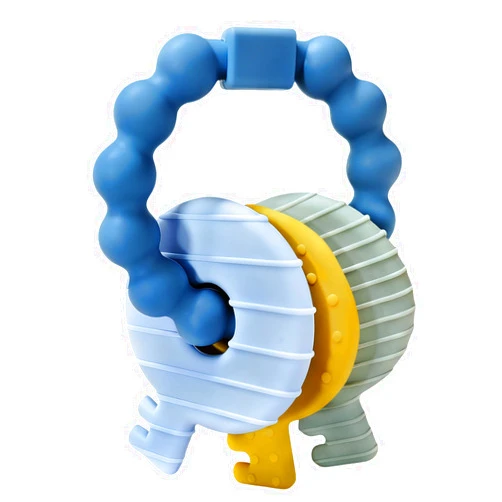 Intatikoo Baby Keys Teether Toys,Silicone Teething Toys for 3+ Months,Teething Keys Toy for Infants-Soft & Raised Texture to Soothe Gums,BPA Free (Deep Blue)