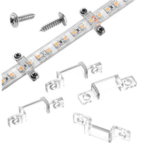 MMSD 100 Pack LED Strip Light Mounting Brackets Strip Light Clamp with 202 Screws Suit for 10mm Wide IP67/68 Waterproof Strip Lights