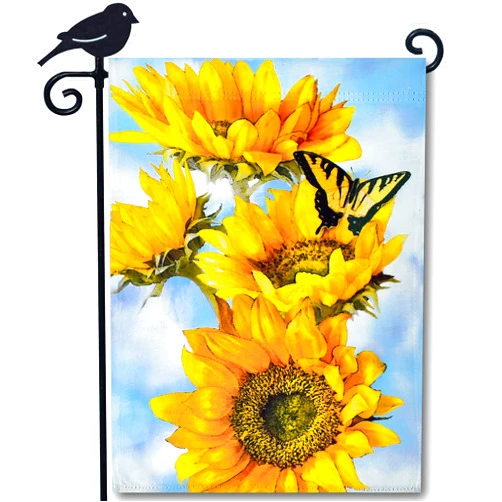 LAYOER Garden flag 12.5 x 18 Inch Yellow Sweet Sunflower Flower Butterfly Spring Decoration Double Sided Yard Outdoor Banner