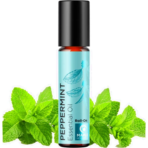 Maple Holistics Peppermint Oil Roll on - Pure Peppermint Rollerball Essential Oil Aromatherapy Stick for Headaches - Natural Travel Essential and Pregnancy Must Have for Headaches Energy & Focus Support (1 Pack)