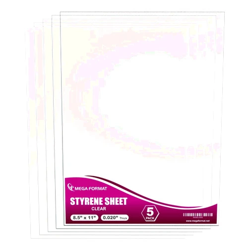 MEGA FORMAT Clear Polystyrene Flexible Plastic Board Sheet 8.5