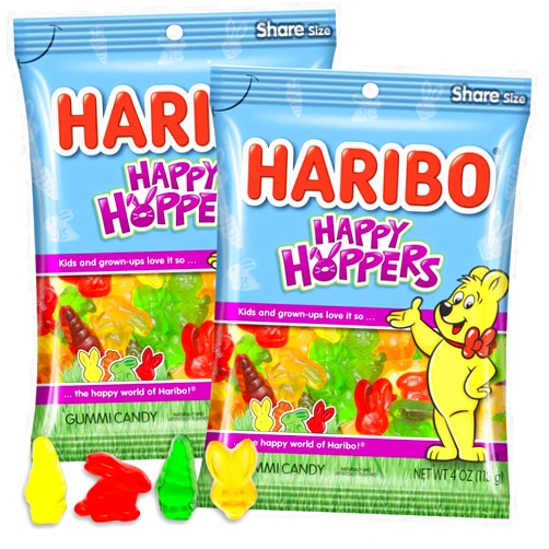 Haribo Happy Hoppers Gummi Candy 4 oz (2 Pack)