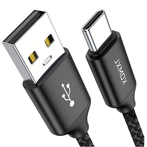 JXMOX USB Type C Cable,USB A to USB C 3A Fast Charging (3.3ft 2-Pack) Braided Charge Cord Compatible with iPhone 15 Pro Max,Samsung Galaxy S20 S10 S9 S8,Note 9 8,A11 A20 A51,LG G6 G7 V35,Moto Z2 Z3 (Black)