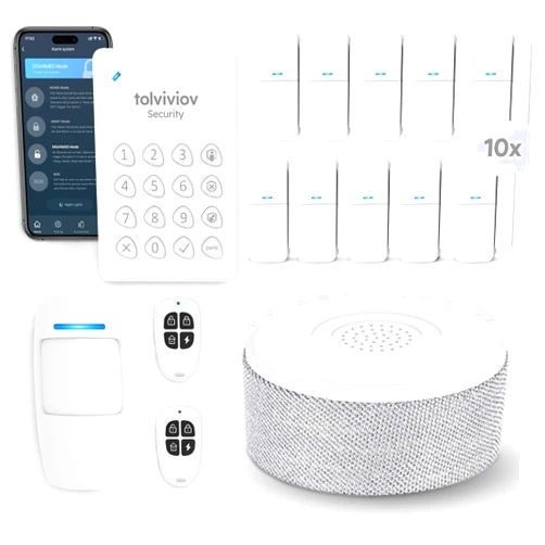tolviviov Alarm System for Home Security, DIY Door Alarm Security Systems, Smart App Alerts, 15Piece Kit, No Monthly fee, WiFi Alarm, Door Window Motion Sensor, for Home Security, and Kids Safety