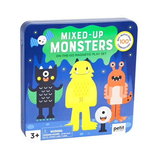 Petit Collage Magnetic Play Set, Monsters – Mix & Match Magnetic Game Board, Ideal for Ages 3+ – Includes 2 Magnetic Scenes and Over 25 Magnet Pieces, Ideal Travel Activity for Kids