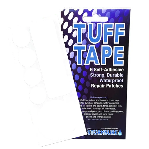 Stormsure TUFF Tape Pack of 6 Assorted Patches - Waterproof, Self-Adhesive, Durable for Tent, Jacket, Backpack, Inflatable Repairs