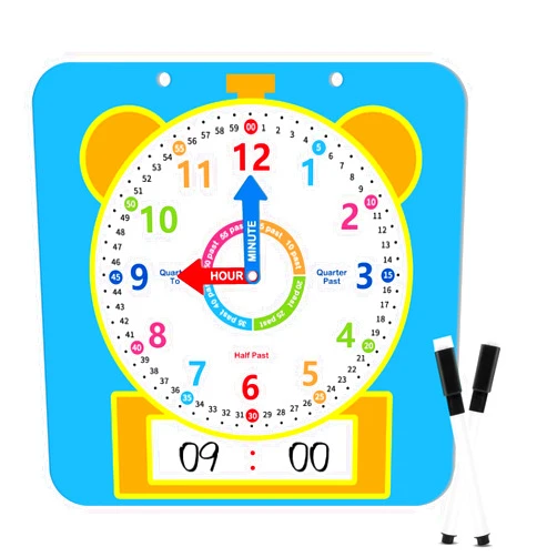 Edumix Magnetic Writable Dry Erase Learning Clock for Kids,Telling Time Teaching Clock with Pen,Analog Demonstration Clocks for Classroom,Homeschool Supplies,Preschool Kindergarten Must Haves