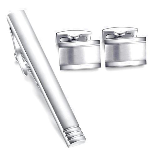 HONEY BEAR Rectangle Cufflinks Tie Clip Set for Mens Business Wedding Gift