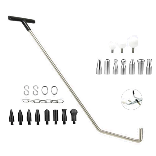 LadyRosian Paintless Dent Repair Tool Kit Dent Removal Rods Set Stainless Steel Tools with S-Hook for Car Body Dent and Hail Damage Repair
