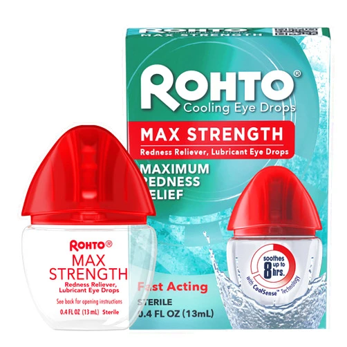 Rohto Maximum Strength Eye Drops, Redness Relief for Itchy Eye, Dry Eye Relief, and Irritated Eyes, Pack of 1