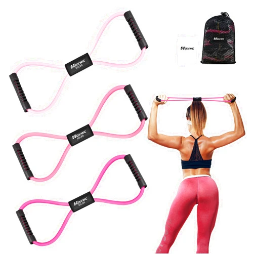 HOXWC Figure 8 Resistance Band, Exercise Bands for Back, 8 Shaped Resistance Bands for Arms, Shoulder, Leg Stretching, Physical Therapy, Yoga, Pilates, Home Gym Workout Equipment for Women Men