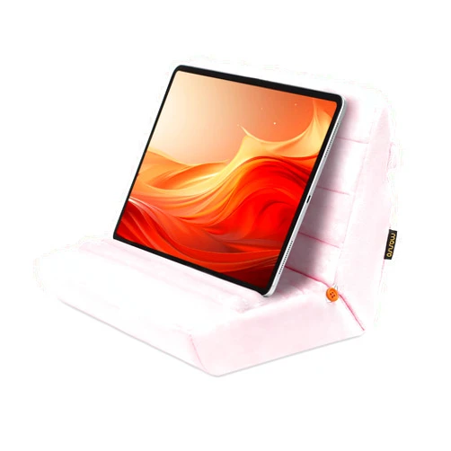 MOSISO Tablet Pillow Stand,Soft Tablet Holder for Lap,Tablet Soft Pad Dock with Pockets&Stylus Slot&4 Viewing Angles Compatible with iPad Pro 12.9,11,10.5,9.7,Air Mini 6,5,4,3, E-Reader, Pink