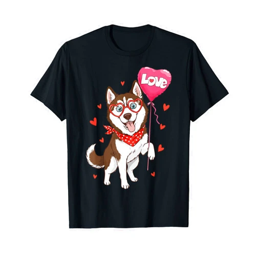 Funny Husky Valentine Love Dog Animal Lover Cute Husky Dog Heart Love Valentine Pet Animal Lovers T-Shirt