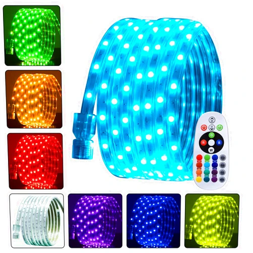 GOFLYSHINE LED Rope Lights Outdoor Waterproof,60ft RGB LED Strip Light Outdoor Waterproof Dimmable Color Changing Remote Controller Connectable Christmas Decorative Lighting, Capmer Light Garden