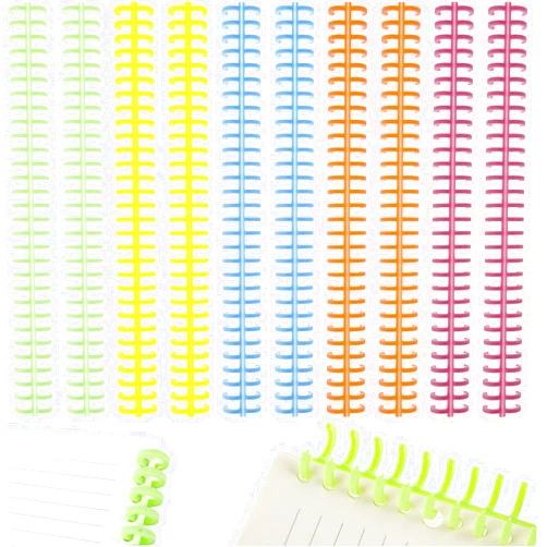Prasacco 10 Pcs Binding Combs 30 Rings Comb Binding Spines Coil Binding Machine Plastic Spiral Book Binder for Teacher Student Document Notebook File Making, Mixed Colors, 3/8 Inch