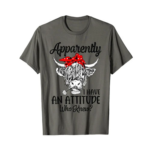 Bleached Highland Cow Country Farmer Girls Boys Bleached Highland Cow Apparently I Have an Attitude Who Knew T-Shirt