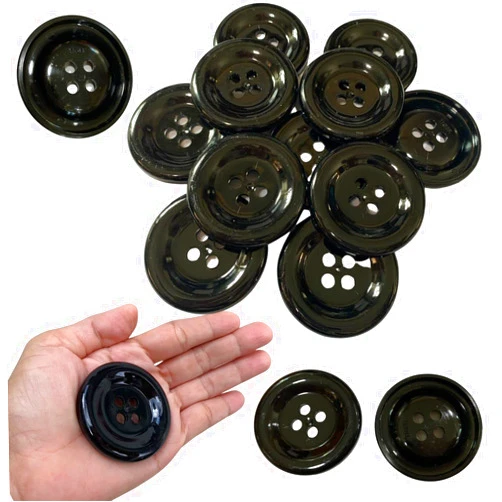 CraftMakingMan 50 mm Large Button 4 Holes Black 15 Pcs for Crafts Making Clothes Sewing and DIY Projects, Scrapbook