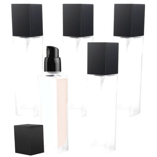 Remzndy 5 Pack 2oz/60ml Liquid Foundation Bottles Frosted Glass Lotion Pump Bottles Cosmetic Containers Travel Pump Bottles For Cream Lotion Liquid Foundation Essence Sunscreen