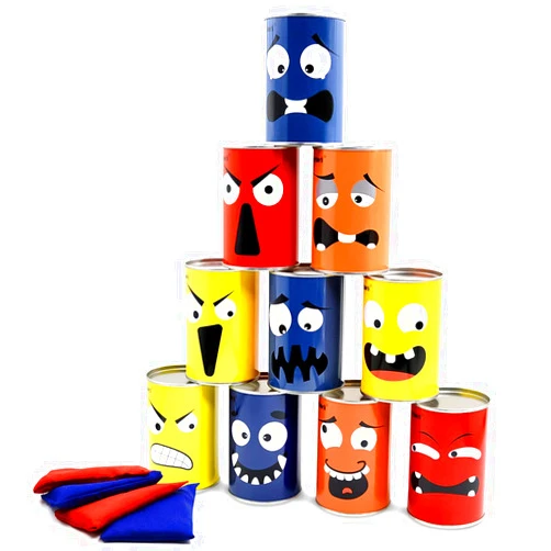 HARBORII Halloween Bean Bag Toss Games for Kids, Carnival Games for Family Party, Easter Games 10 Funny Face Metal Cans with 4 Bean Bags.
