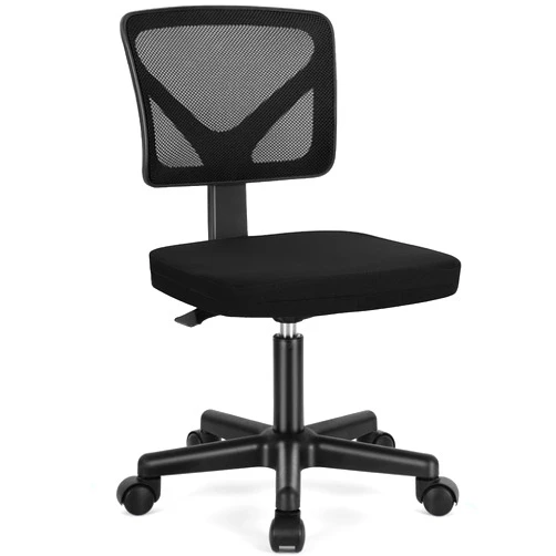Edx Armless Small Home Office Desk Chair, Ergonomic Low Back Computer Chair, Adjustable Rolling Swivel Task Chair with Lumbar Support for Small Space, 1 Pack