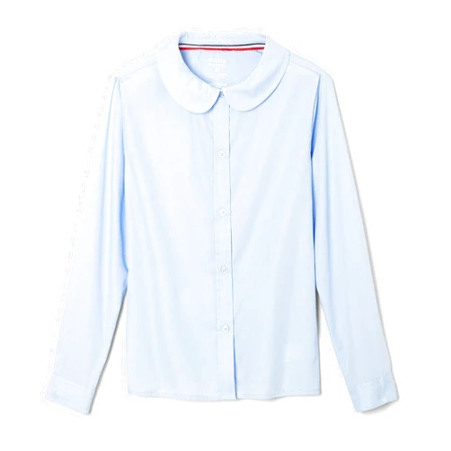 French Toast Girls Long Sleeve Woven Shirt with Peter Pan Collar (Standard & Plus)