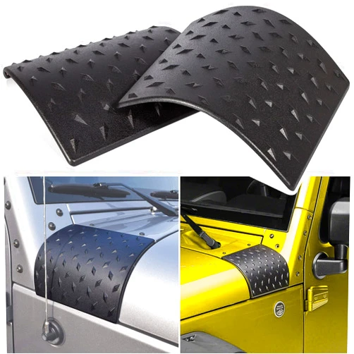 Danti Black Cowl Body Armor Outer Cowling Cover for Jeep Wrangler JK JKU Unlimited Rubicon Sahara X Off Road Sport 2007-2018 (Pack of 2)
