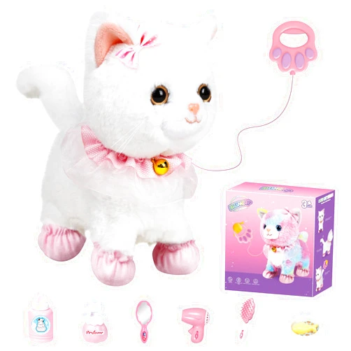 Bilinott Toy Cat for Kids, Touch and Voice Controlled Remote Control Cat with Leash, Lifelike Walking Cat Toy That Can Walk, Meow, and Wags Tail, Best Festive Gift for Boys and Girls Ages 3 4 5 6 7