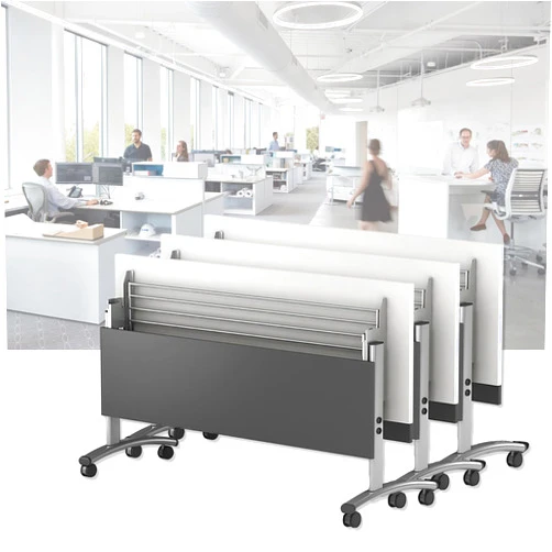 Schmaly Conference Table, Foldable Flip Top Mobile Training Table Narrow Meeting Table with Modesty and Locking Casters for Home or Office, Ready to Unfold and Use (3 Pack 180 * 50 * 75cm)