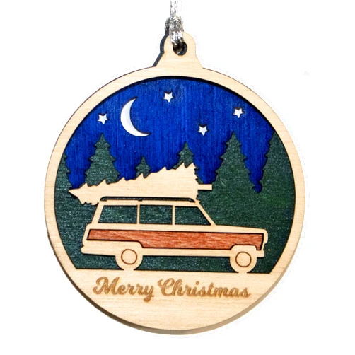 McIntosh Woodworking & Laser Engraving Rustic Wood Christmas Ornament - 3