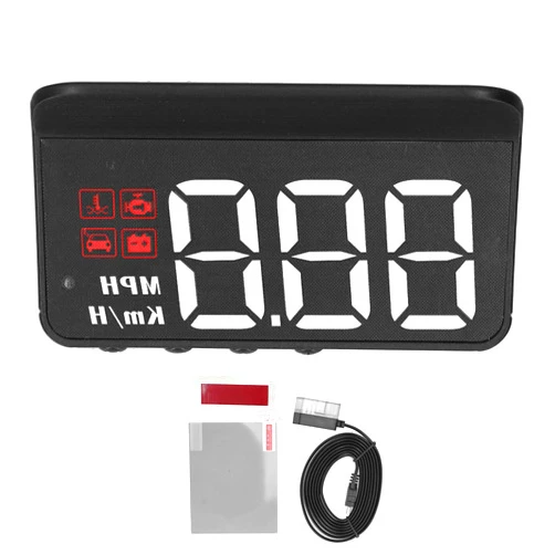 Estink Car HUD, OBD2 HUD Car Windshield Projector Multifunction Gauge Alarm Fatigue Driving Reminder Car Speedometer Replacement for Cars with OBD2 Interface and Protocol