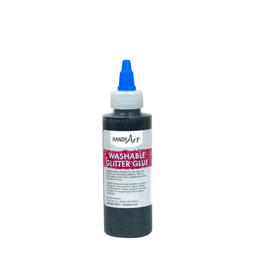 Handy Art Washable Glitter Glue 4 ounce, Black