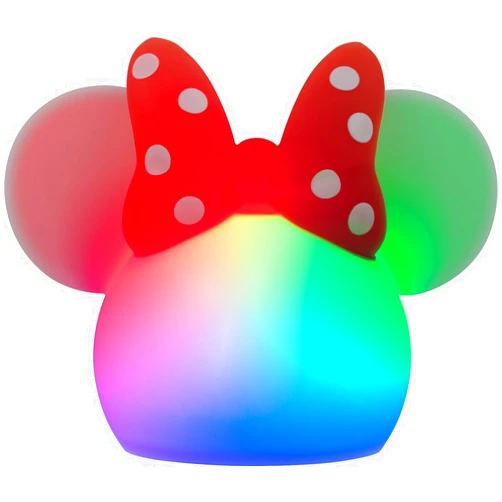 Disney Minnie Mouse Squishy Light, Color Changing, Night Light for Kids, USB Lamp, Battery Operated, Dimmable, Ideal for Bedroom, Playroom, Living Room, and More, 66945